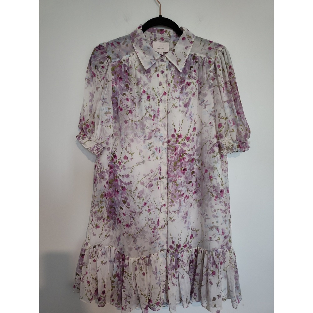 Cinq a Sept Ivory Multi Floral Chiffon Ruffle Mini Dress Size 8 ZD29819703Z